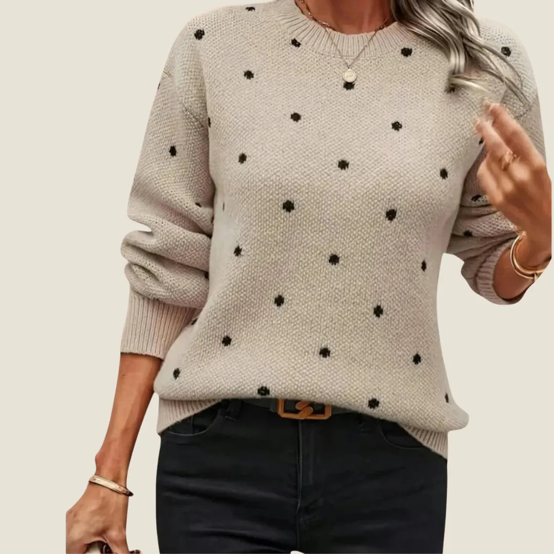 Nora | Knitted Sweater with Polka Dot Design