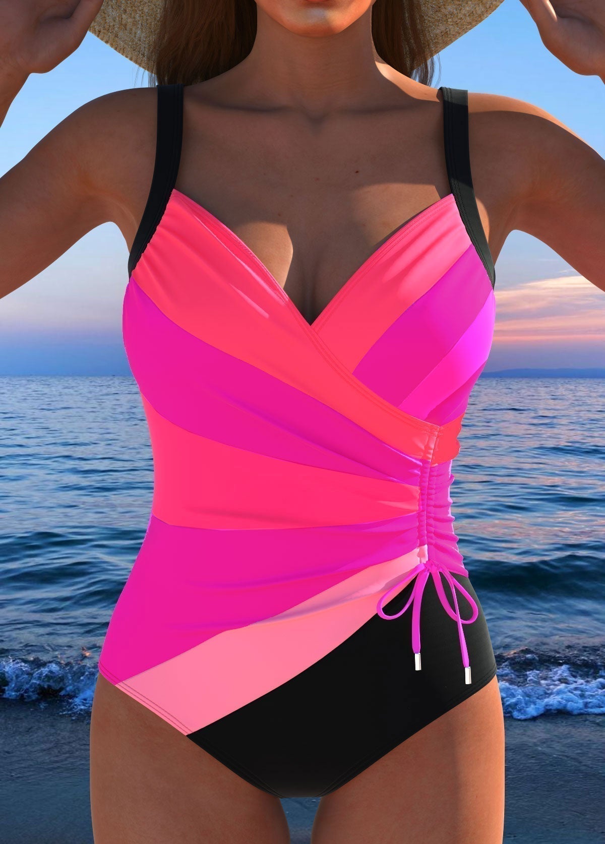 Lucille | Cross-Front Shaping One-Piece Swimsuit