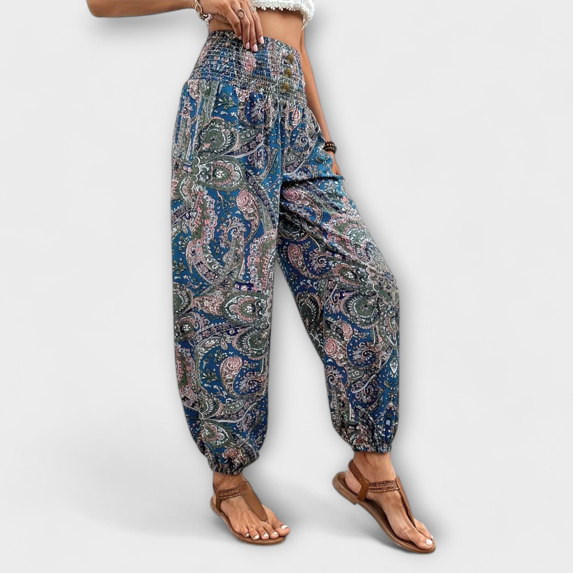 Scarlett - Trousers with Ethnic Graphic Print