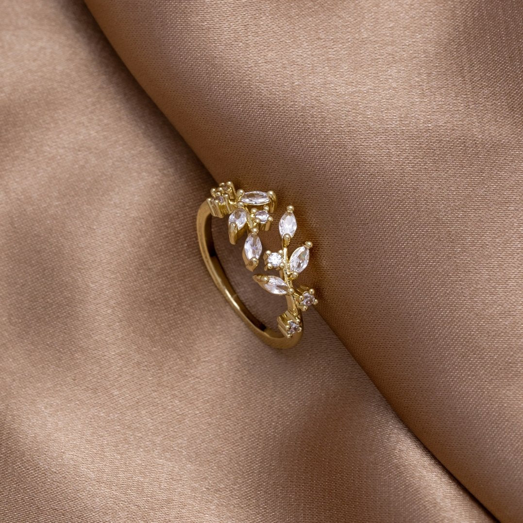 Gold Crystal Vine Ring