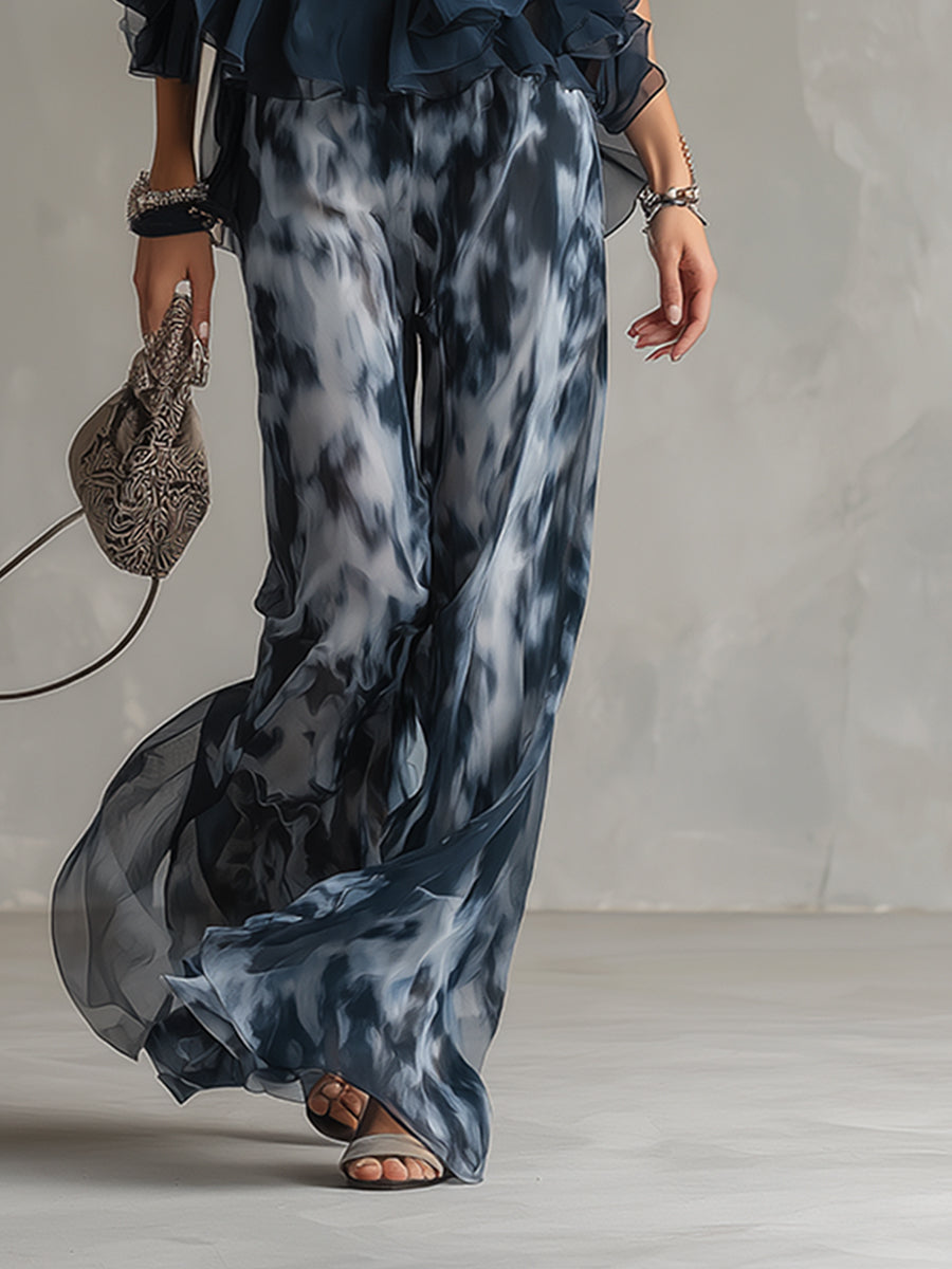 Angela | Elegant and lightweight suit with a fluid top and wide trousers