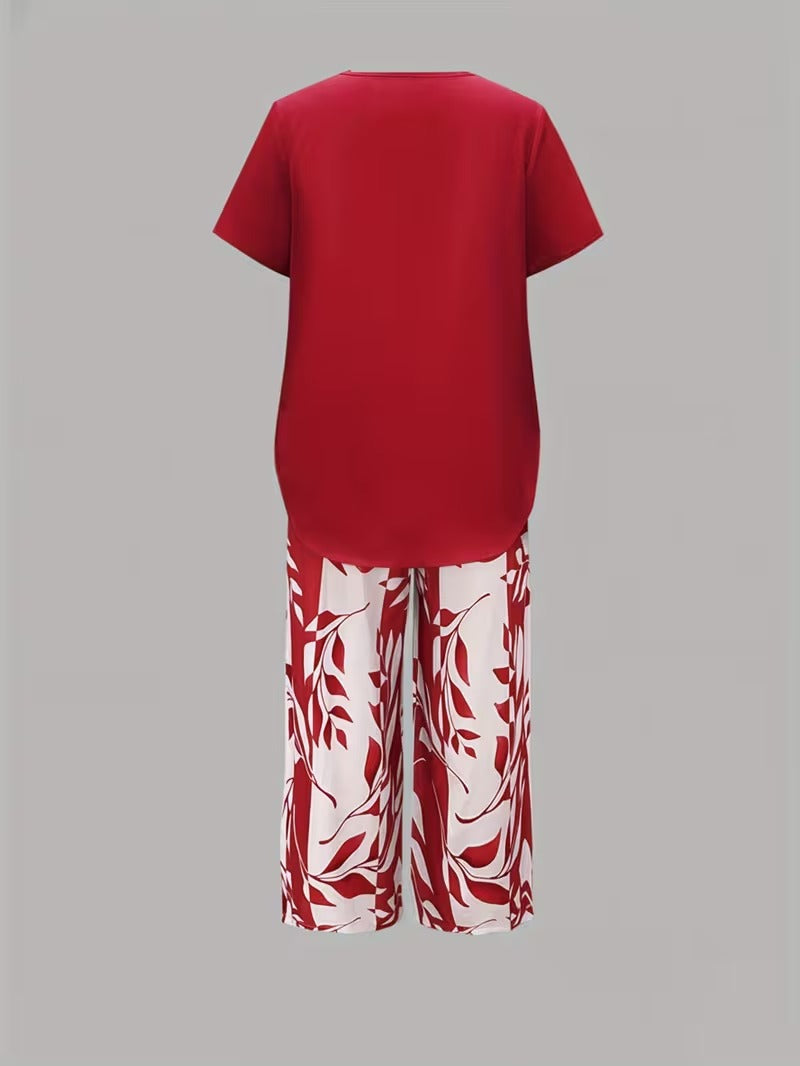 Arvessa | Casual Leaf Print Co-Ord Set
