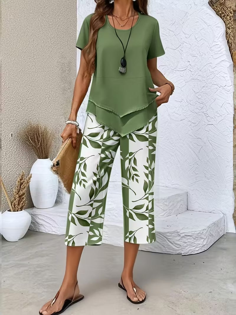 Arvessa | Casual Leaf Print Co-Ord Set