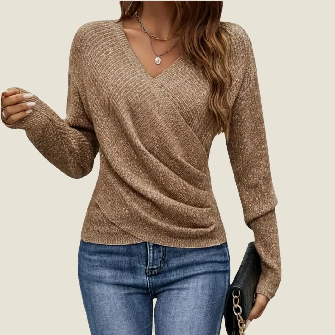 Seravielle | Elegant Wrap V-neck Top