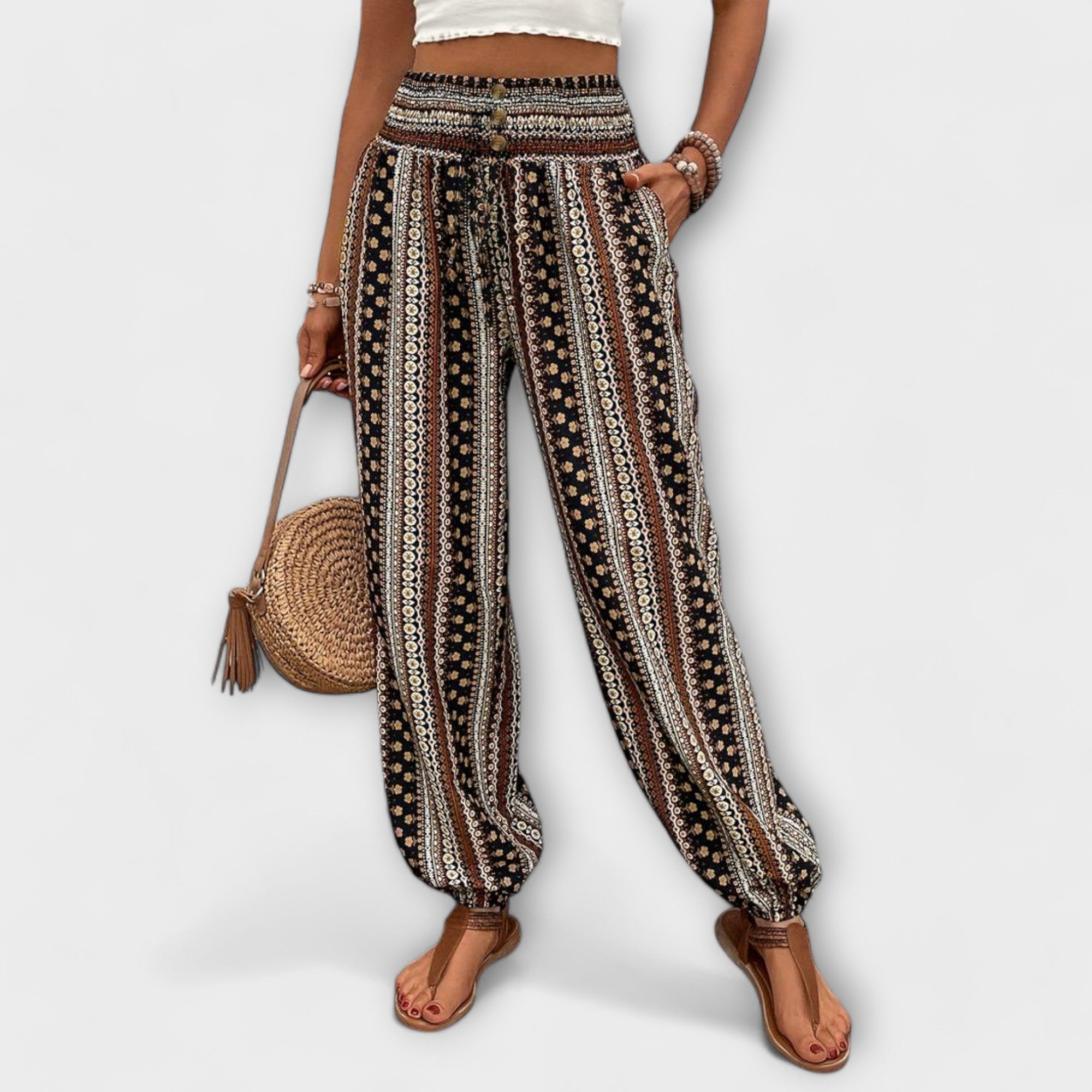 Scarlett - Trousers with Ethnic Graphic Print