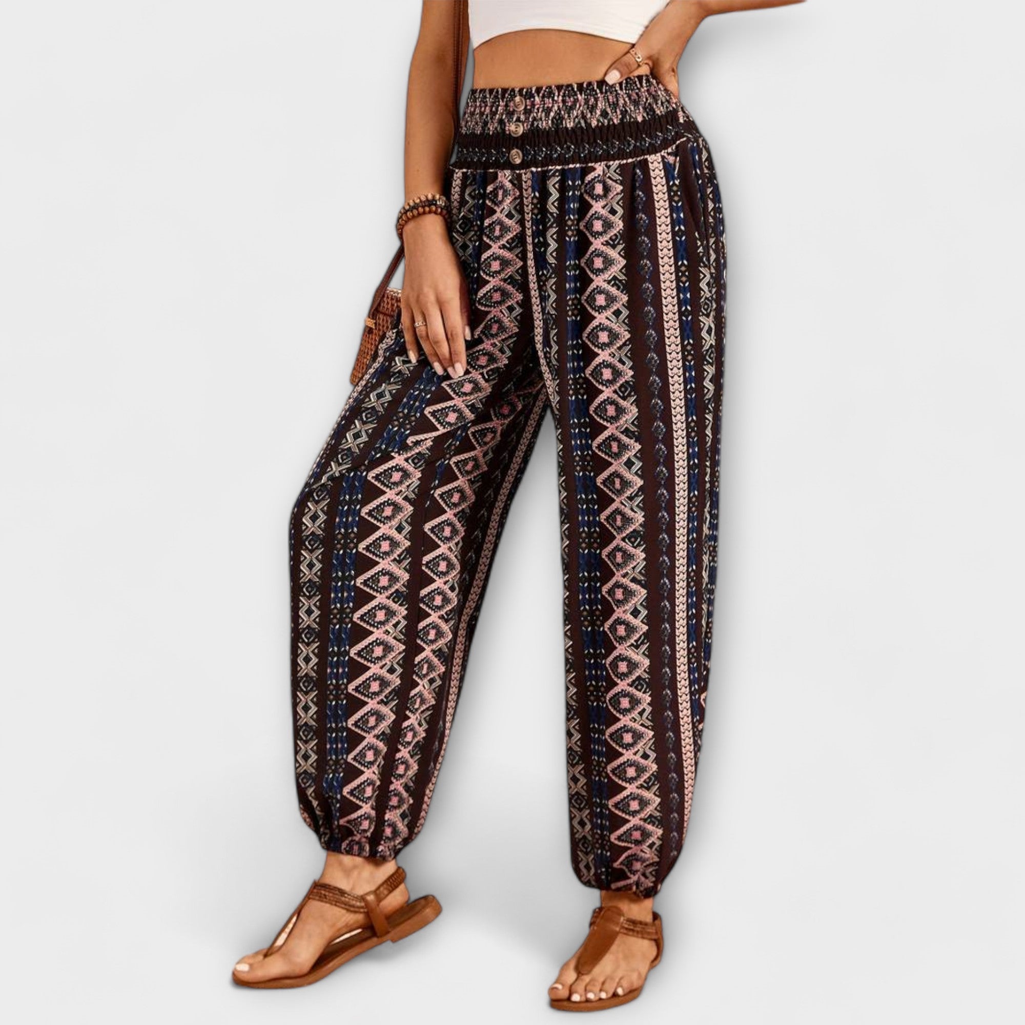 Scarlett - Trousers with Ethnic Graphic Print