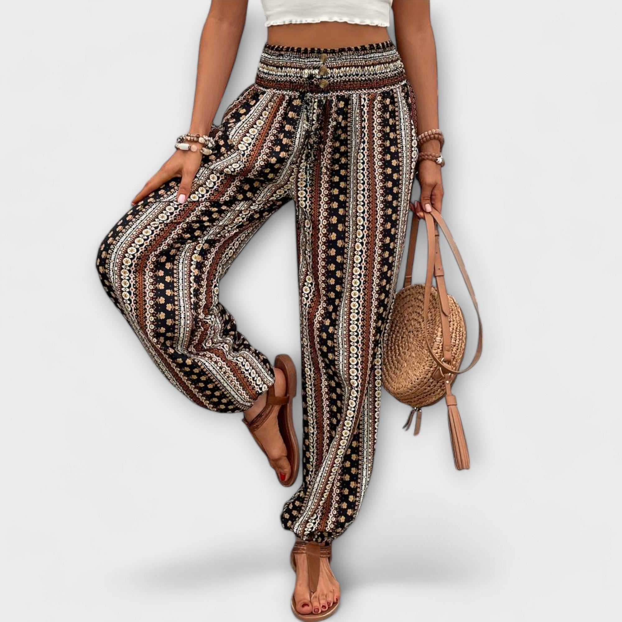 Scarlett - Trousers with Ethnic Graphic Print