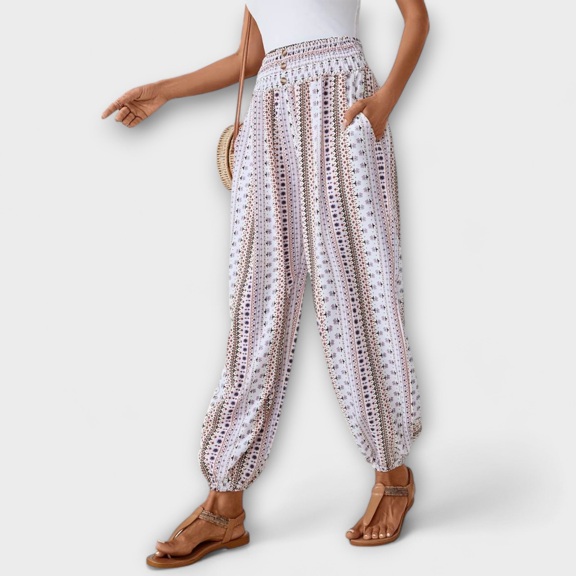 Scarlett - Trousers with Ethnic Graphic Print