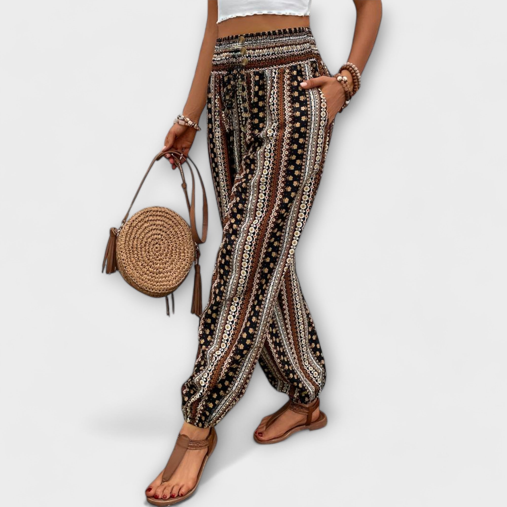 Scarlett - Trousers with Ethnic Graphic Print