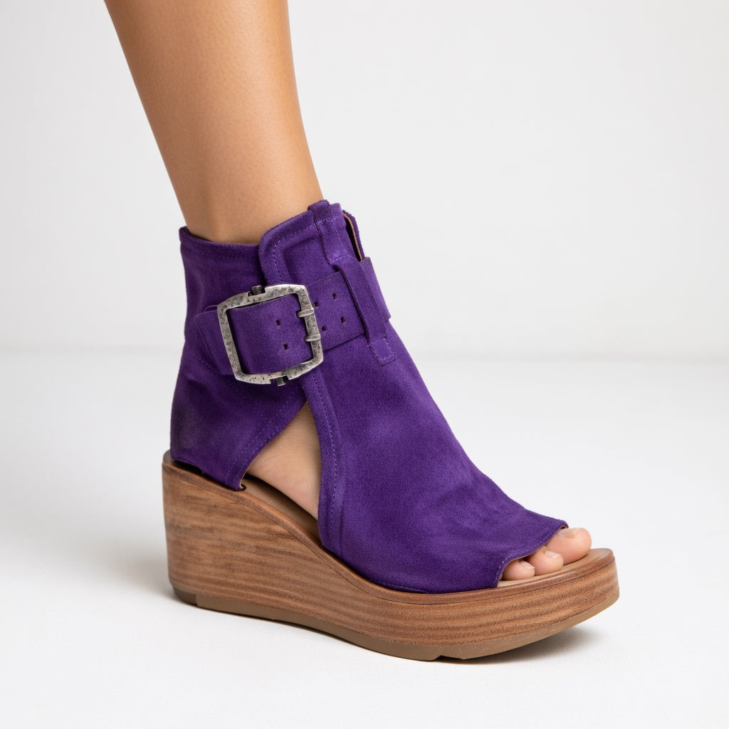 Ophelia | Open-toe Wedge Ankle Boots in Modern Style