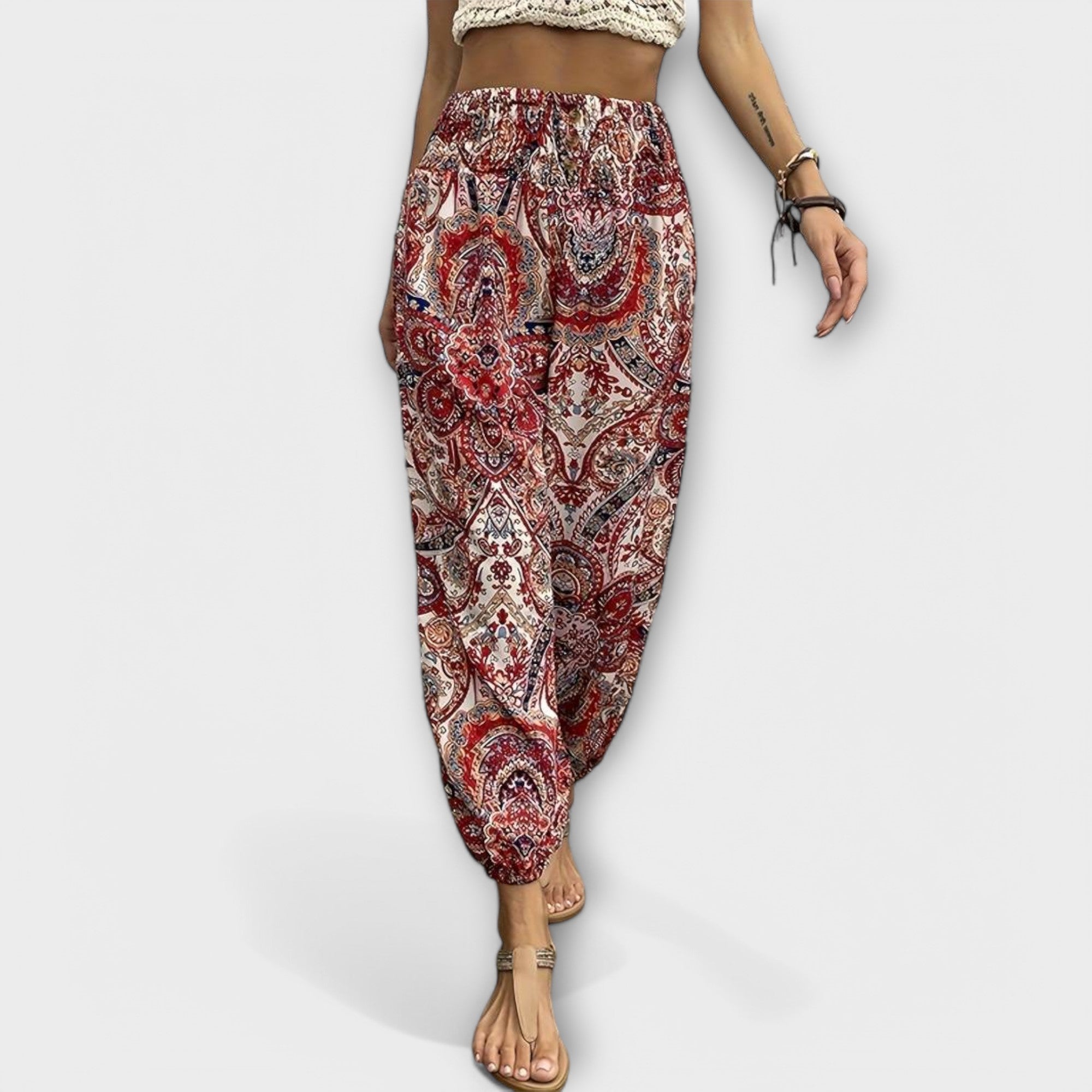 Scarlett - Trousers with Ethnic Graphic Print