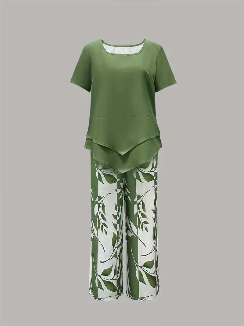 Arvessa | Casual Leaf Print Co-Ord Set